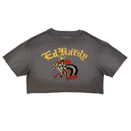 Snake Heart Boxy Tee VTG GREY | Ed Hardy