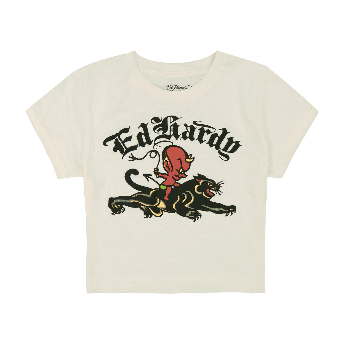 Devil Panther Baby Tee IVORY | Ed Hardy