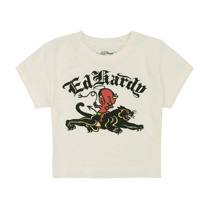 Devil Panther Baby Tee IVORY | Ed Hardy