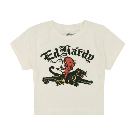 Devil Panther Baby Tee IVORY | Ed Hardy
