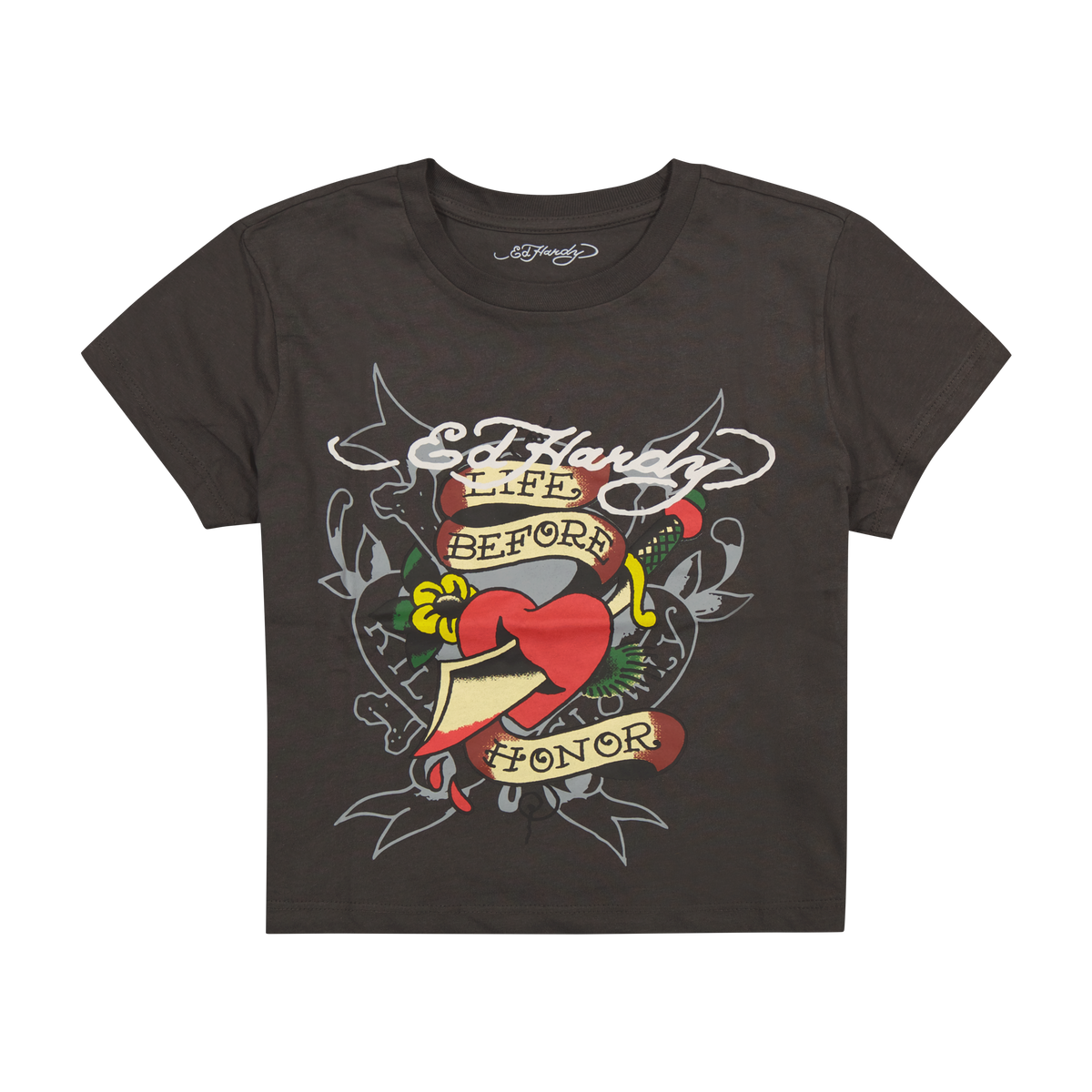 Honor Heart Baby Tee CHARCOAL | Ed Hardy