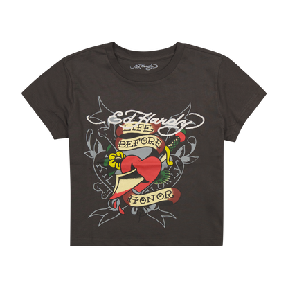 Honor Heart Baby Tee CHARCOAL | Ed Hardy
