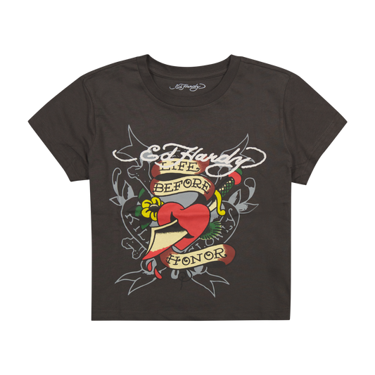 Honor Heart Baby Tee CHARCOAL | Ed Hardy