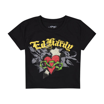 Sacred Heart Baby Tee BLACK | Ed Hardy