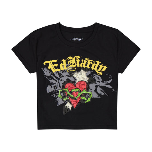 Sacred Heart Baby Tee BLACK | Ed Hardy