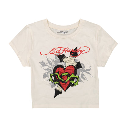 Cross Heart Baby Tee IVORY | Ed Hardy