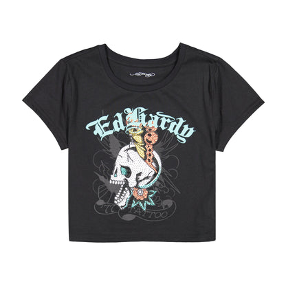 Skull Butterfly Baby Tee BLACK | Ed Hardy