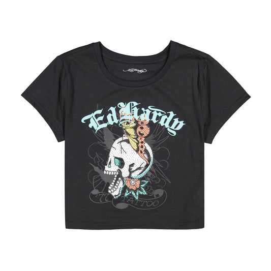 Skull Butterfly Baby Tee BLACK | Ed Hardy