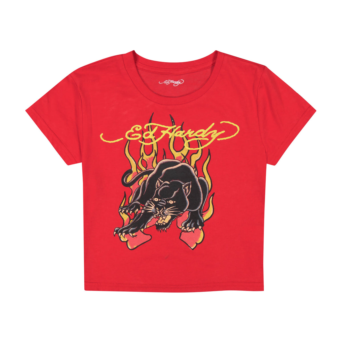 Panther Flame Baby Tee - Cherry CHERRY | Ed Hardy