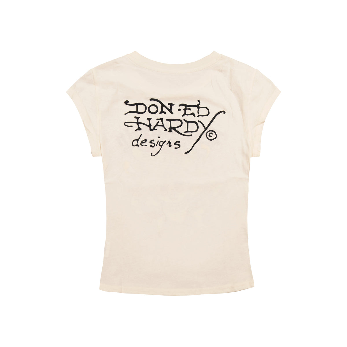 LKS Skull Rhinestone Cap Sleeve Tee IVORY | Ed Hardy