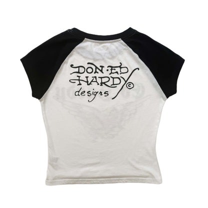 Heart Wings Raglan Tee BLACK & WHITE | Ed Hardy