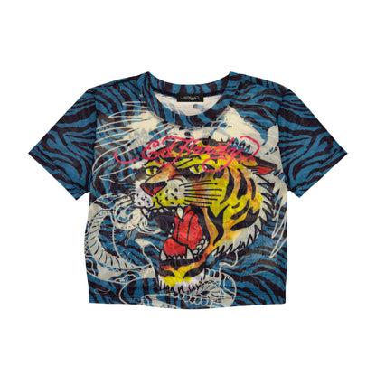 Tiger Head Power Mesh Baby Tee JEWEL | Ed Hardy