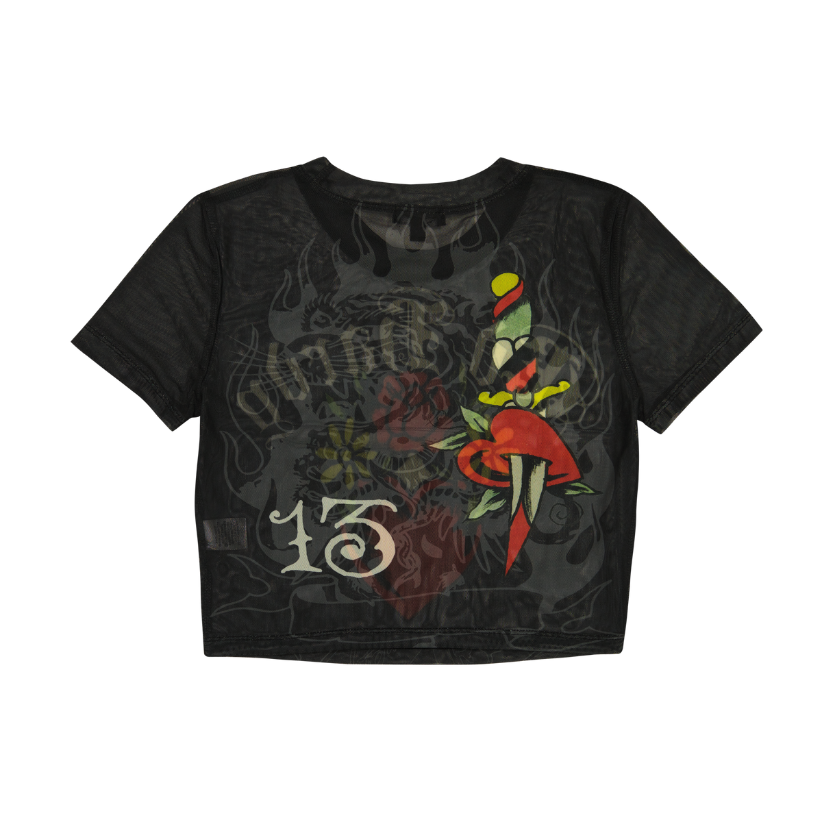Heart Tiger Power Mesh Baby Tee BLACK | Ed Hardy