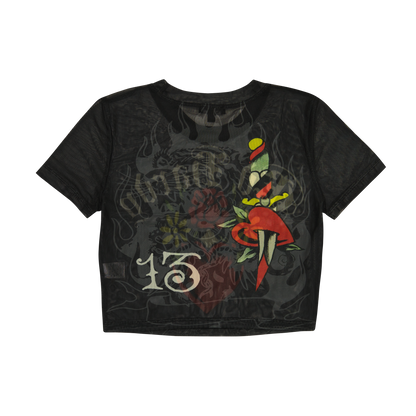 Heart Tiger Power Mesh Baby Tee BLACK | Ed Hardy