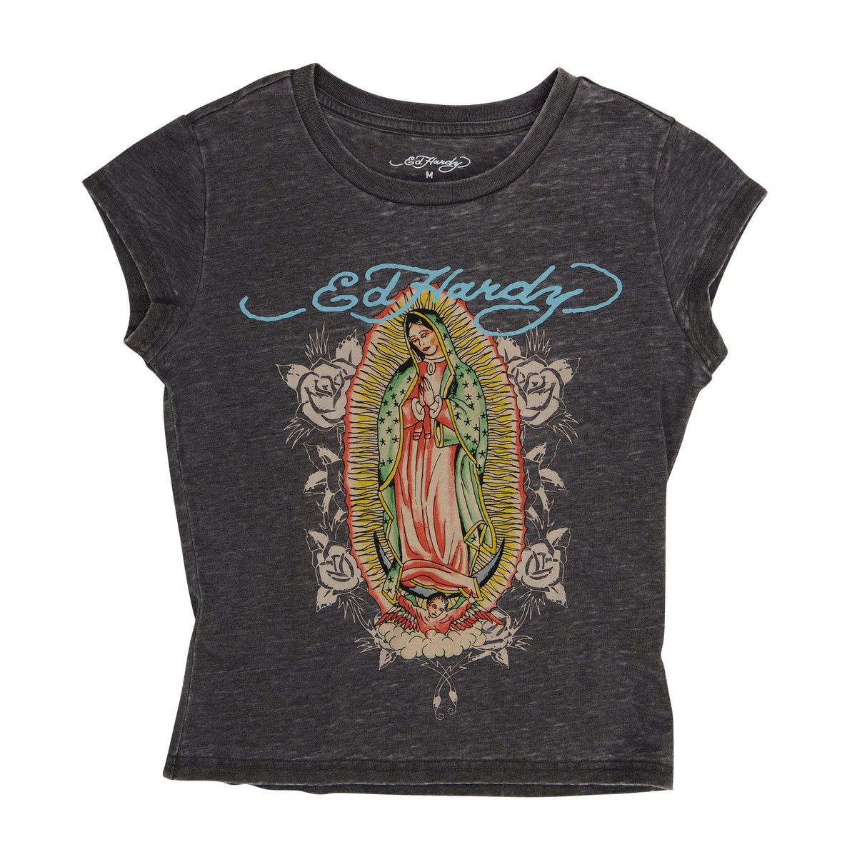 Mary Burnout Cap Sleeve Tee CHARCOAL | Ed Hardy