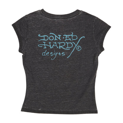 Mary Burnout Cap Sleeve Tee CHARCOAL | Ed Hardy