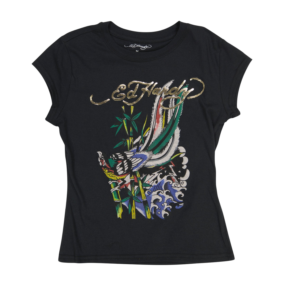 Peacock Cap Sleeve Tee BLACK | Ed Hardy