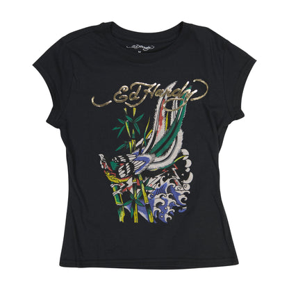 Peacock Cap Sleeve Tee BLACK | Ed Hardy