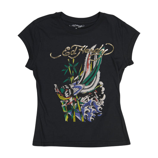Peacock Cap Sleeve Tee BLACK | Ed Hardy