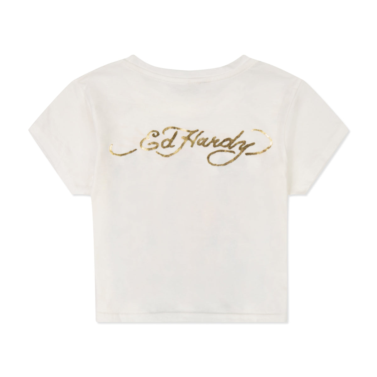 Rhinestone Mary Baby Tee White | Ed Hardy