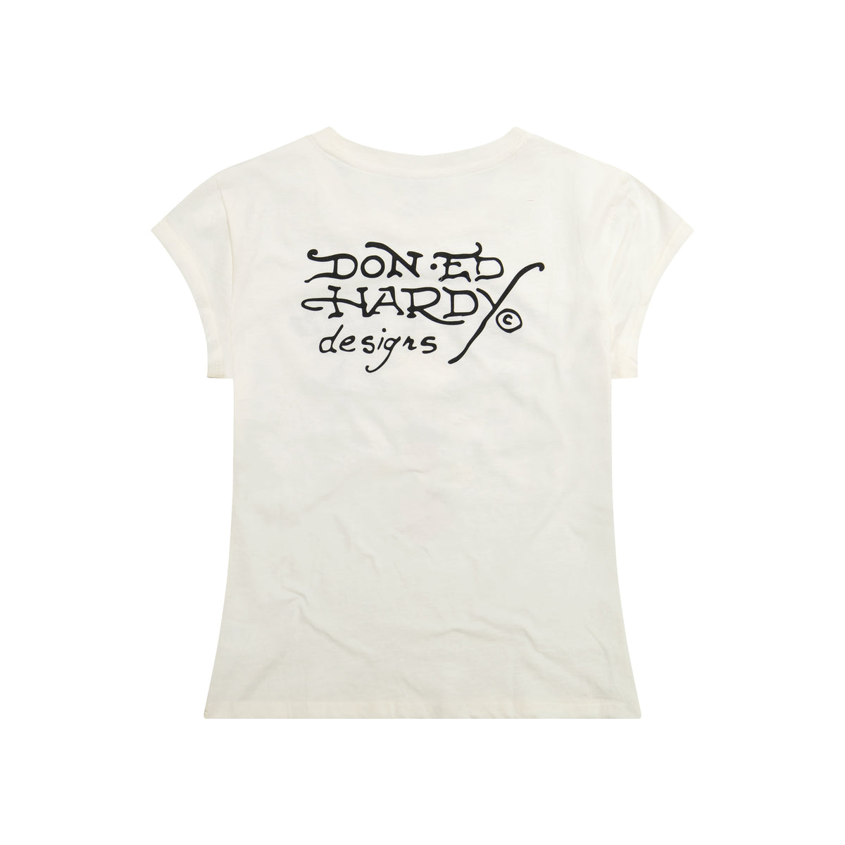 Cross Heart Rhinestone Fitted Tee | Women's Y2K Tee | Ed Hardy IVORY | Ed Hardy