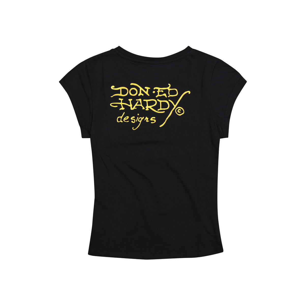 Swallow Rose Rhinestone Fitted Tee BLACK | Ed Hardy