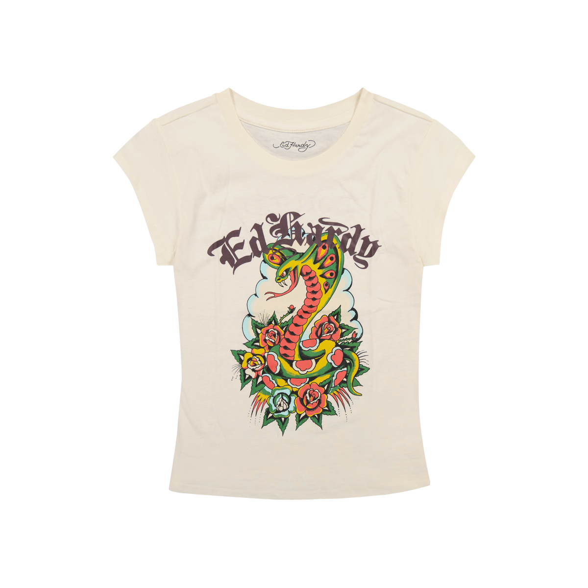 Rose Cobra Cap Sleeve Tee IVORY | Ed Hardy