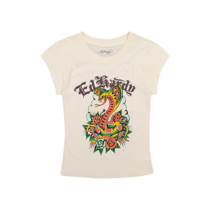 Rose Cobra Cap Sleeve Tee IVORY | Ed Hardy
