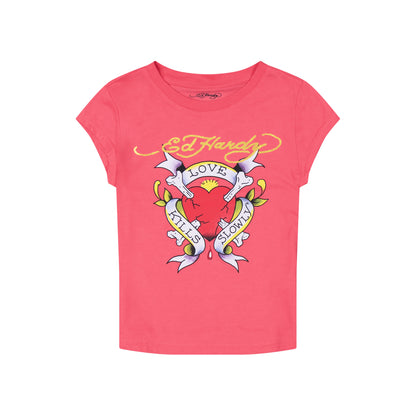 LKS Heart Cap Sleeve Tee POP PINK | Ed Hardy