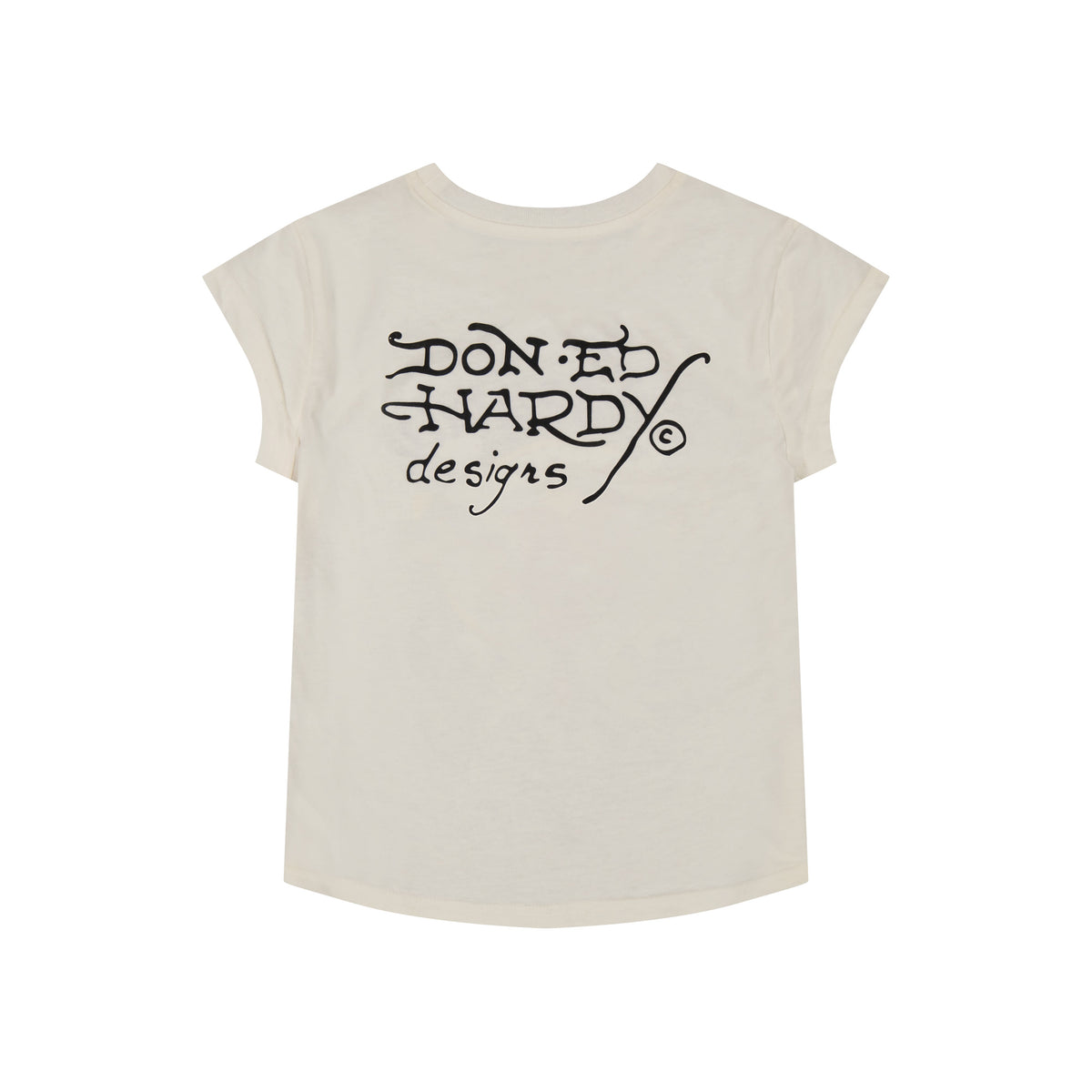 LKS Heart Rhinestone Cap Sleeve Tee IVORY | Ed Hardy