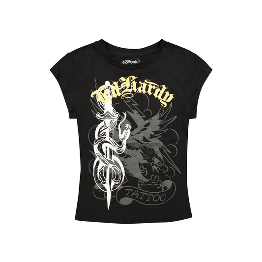 Snake Dagger Cap Sleeve Tee BLACK | Ed Hardy