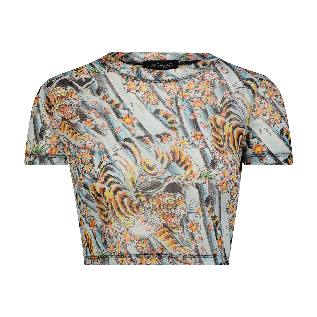 Tiger Print Mesh Shirt SKY | Ed Hardy