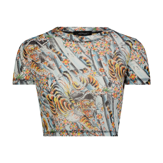 Tiger Print Mesh Shirt SKY | Ed Hardy