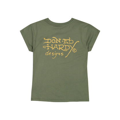 Sailor Girl Cap Sleeve Tee LT OLIVE | Ed Hardy