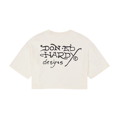Cross Heart Cropped Boxy Tee VTG IVORY | Ed Hardy
