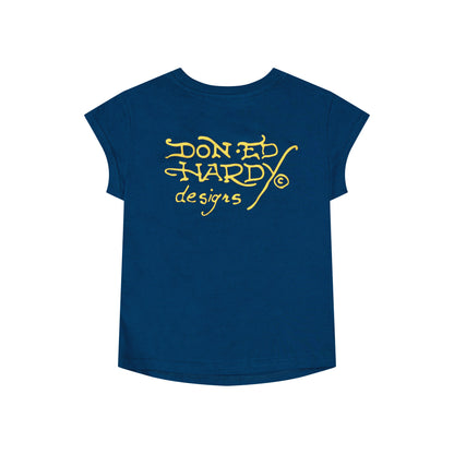 LKS Skull Rhinestone Cap Sleeve Tee SAPPHIRE | Ed Hardy