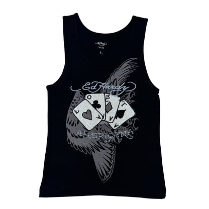 Lost Cards Rhinestone Rib Tank BLACK | Ed Hardy
