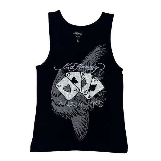 Lost Cards Rhinestone Rib Tank BLACK | Ed Hardy