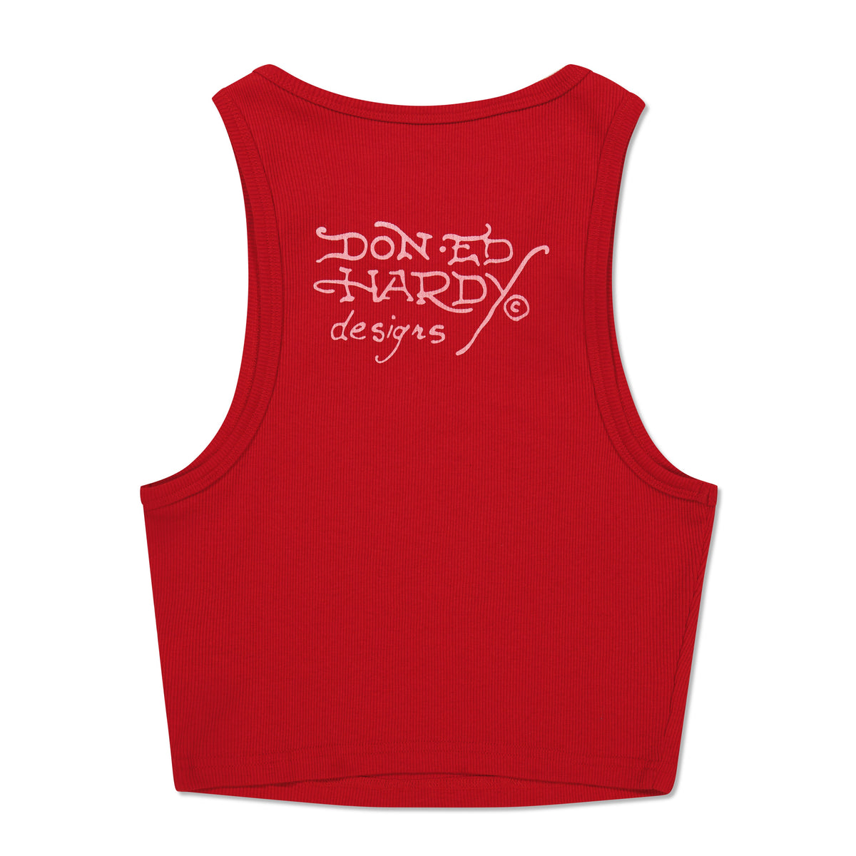 Rhinestone Tiger Rib Knit Tank Red | Ed Hardy