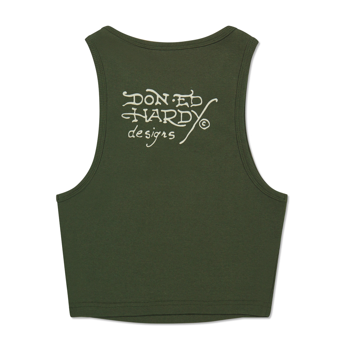 Dragon Heart Rib Knit Tank Olive | Ed Hardy