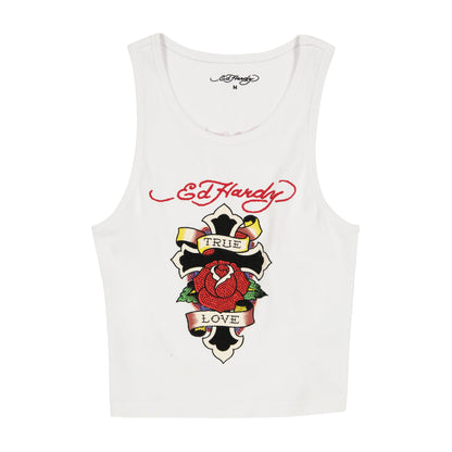 Cross Rib Tank Top White | Ed Hardy