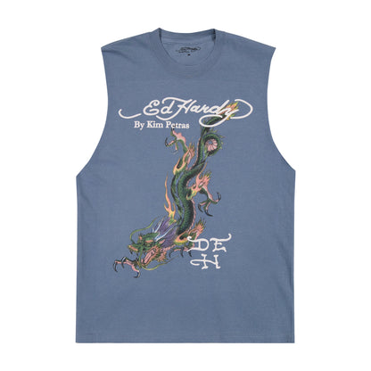 Dragon Cut Off Tee VTG NAVY | Ed Hardy