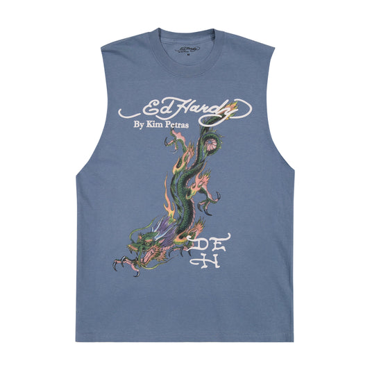 Dragon Cut Off Tee VTG NAVY | Ed Hardy