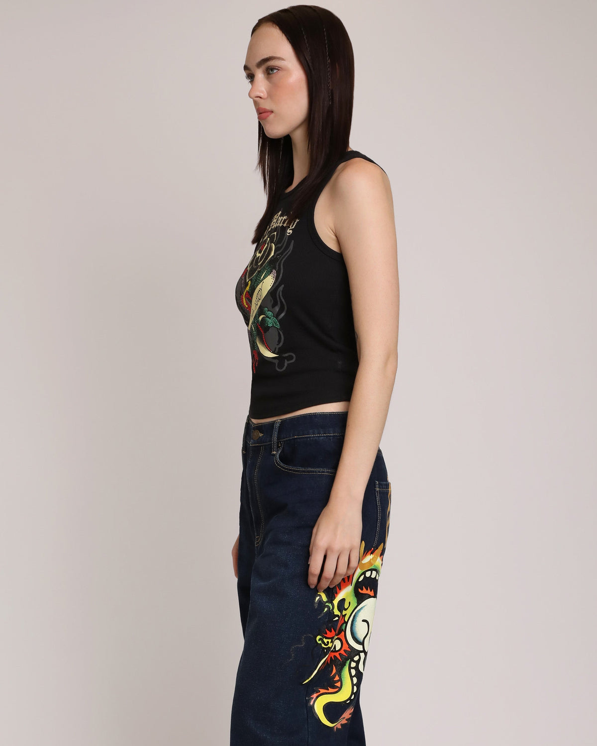 Black Rose Rhinestone Tank BLACK | Ed Hardy