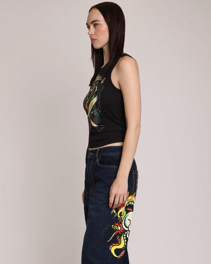 Black Rose Rhinestone Tank BLACK | Ed Hardy