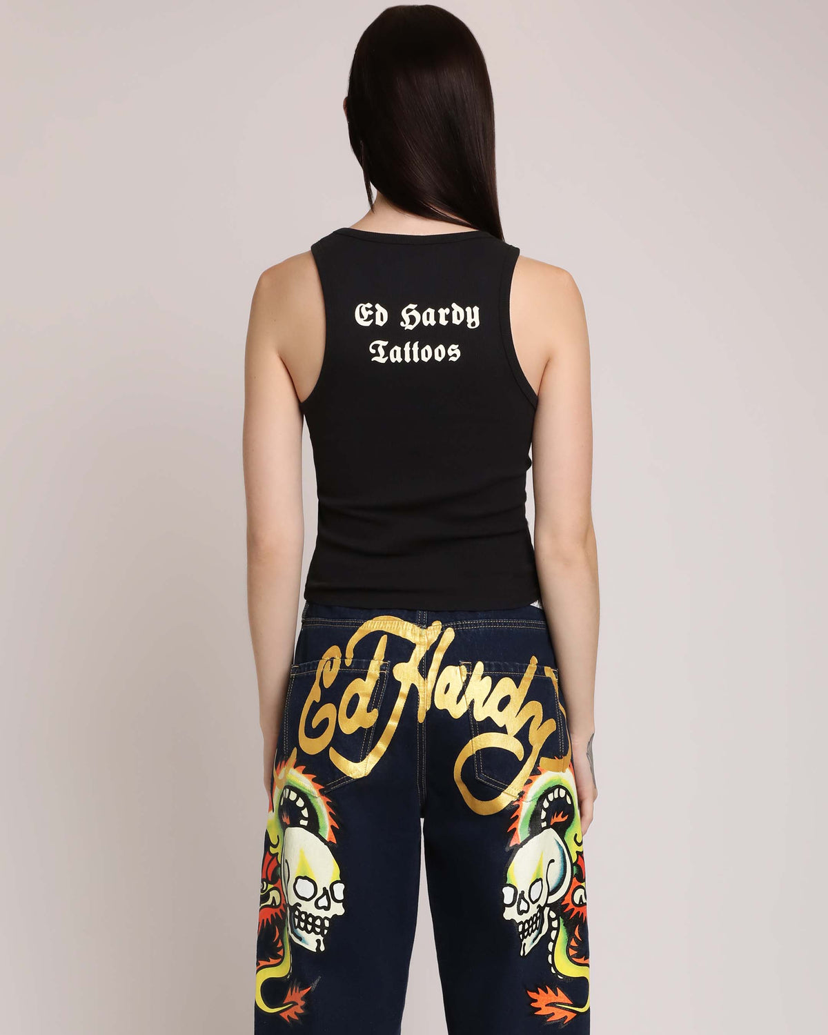Black Rose Rhinestone Tank BLACK | Ed Hardy