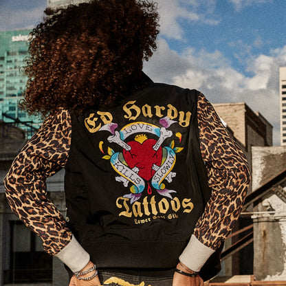 Tiger Dagger Souvenir Jacket BLK LEOPARD | Ed Hardy