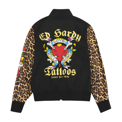 Tiger Dagger Souvenir Jacket BLK LEOPARD | Ed Hardy
