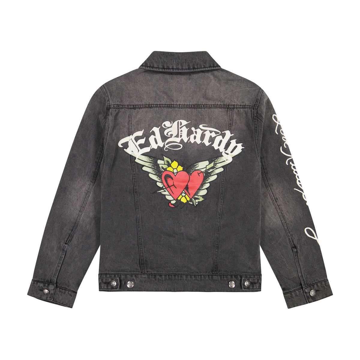 Heart Wings Unisex Trucker jacket DARK GREY | Ed Hardy