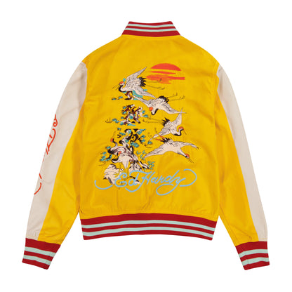 Koi Cranes Souvenir Jacket GOLD WHITE | Ed Hardy